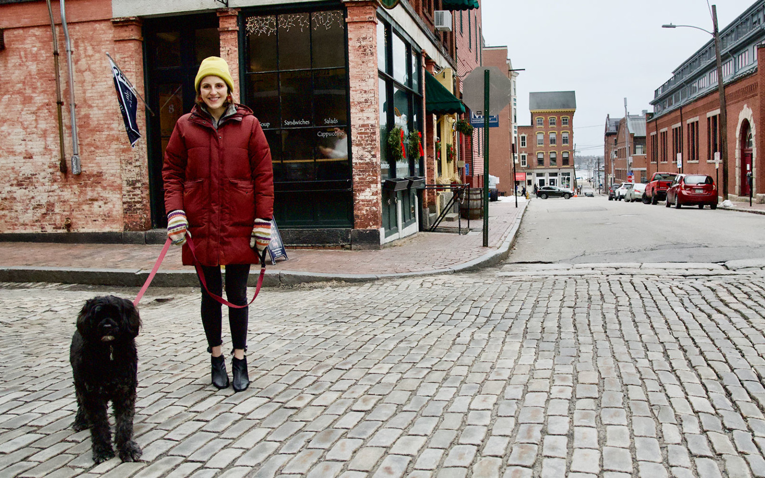 Rachel Charow, Portland Webworks software developer, on Milk Street in Portland, Maine