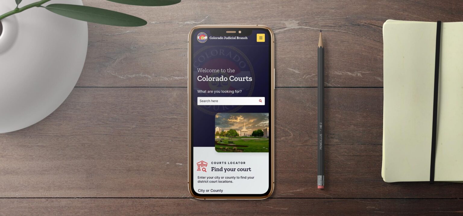 Colorado Judicial Branch site on a mobile phone