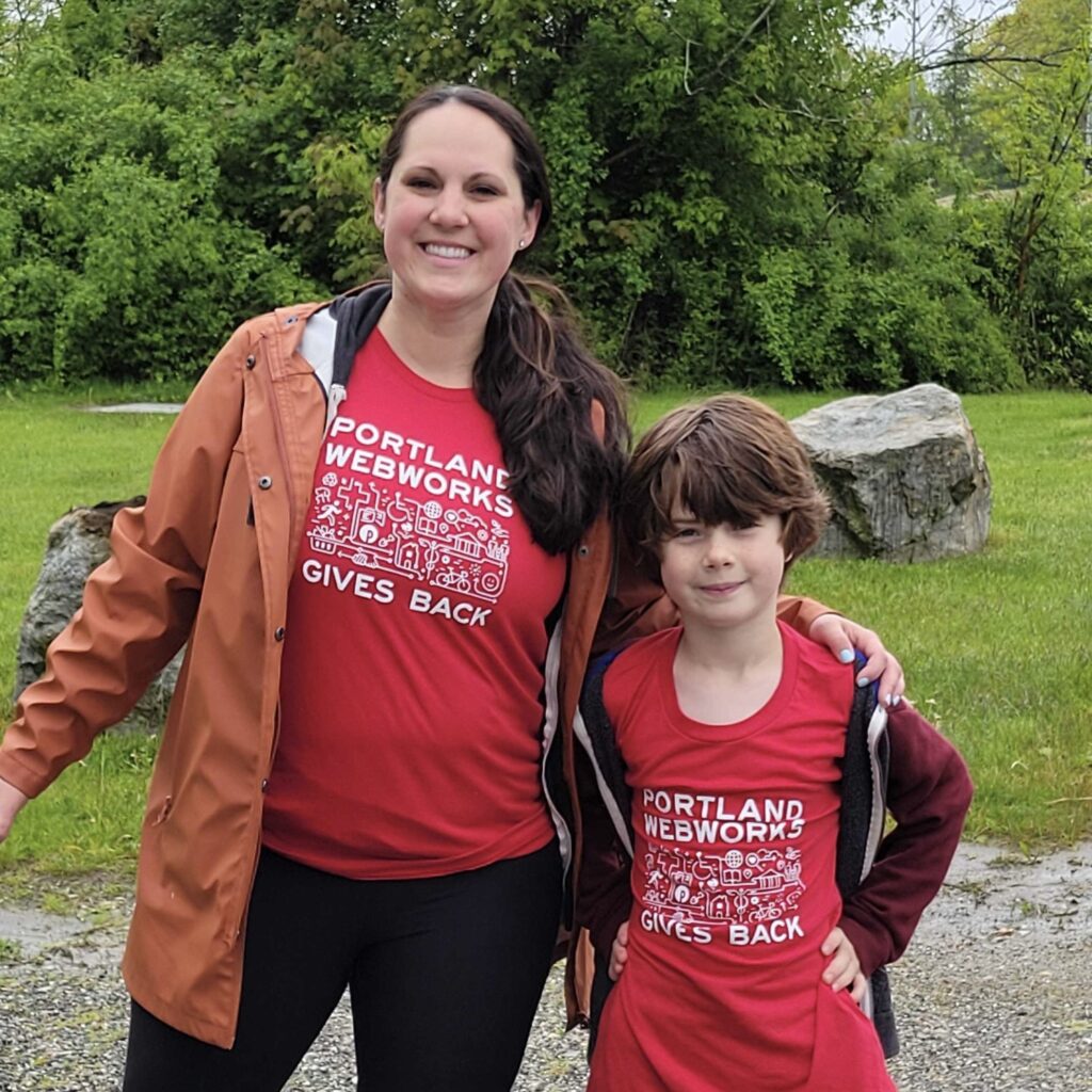 Tammy Schlesinger and son at Maine Needs Walk