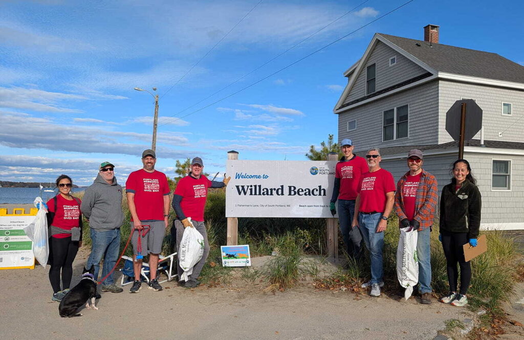 Volunteers cleaning up Willard Beach for Blue Ocean Society for Marine Conservation